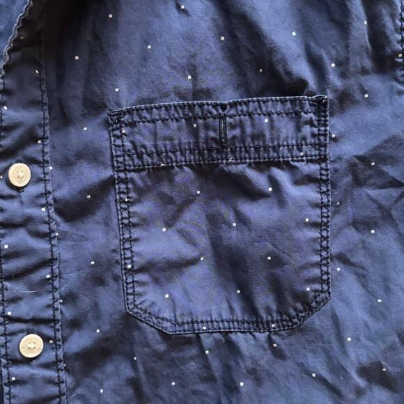 Urban Outfitters Blue & White Polka Dot Short Sleeve Dress Shirt Button Up - Picture 5 of 8